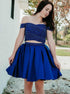 Off the shoulder Royal Blue Homecoming Dress with Beadings LBQH0033